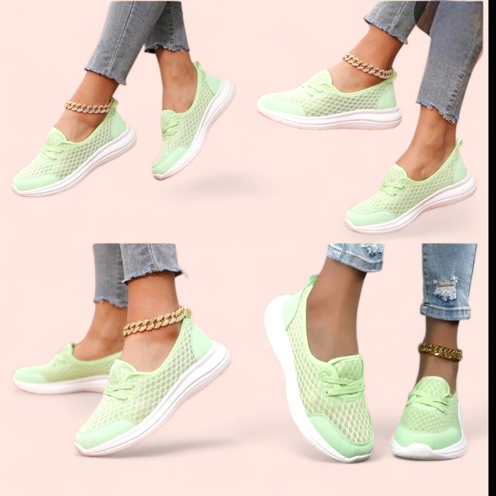 Women's Lightweight Soft Sole Mesh Comfort Tennis/Walking Shoe Lime Sz 39/8 NWOT